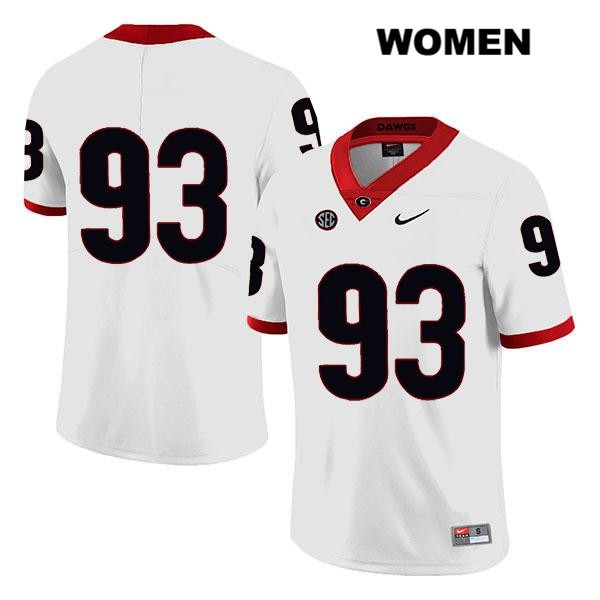 Georgia Bulldogs Women's Bill Rubright #93 NCAA No Name Legend Authentic White Nike Stitched College Football Jersey SJR2056JR